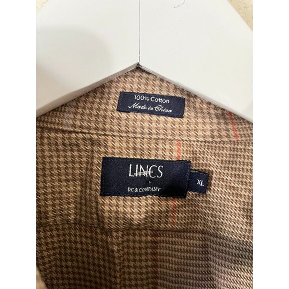 Lincs DC & Company Mens Button-Down Plaid Shirt Size XL Brown Long Sleeve Casual - Picture 4 of 10